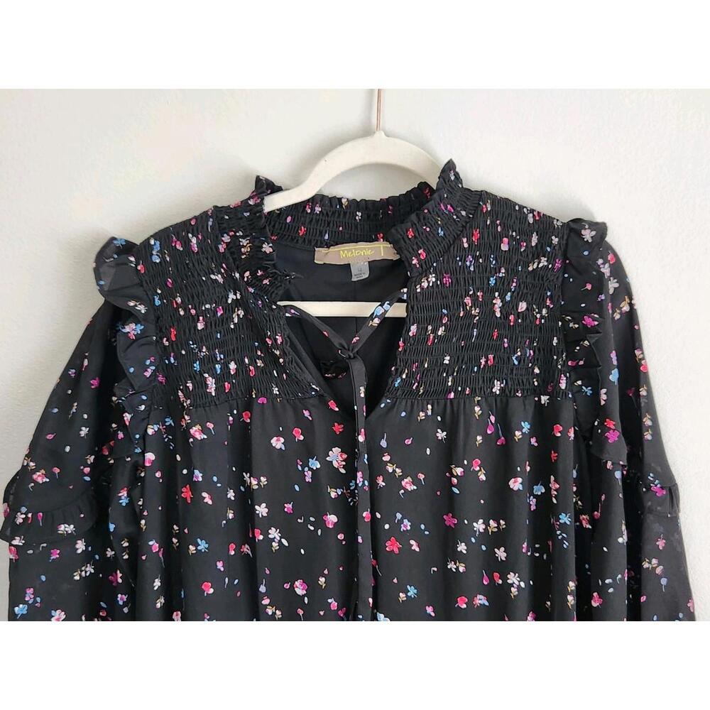Melonie T Dress Size 12 Black Long Sleeve Floral Babydoll NWT $79 - Picture 11 of 11